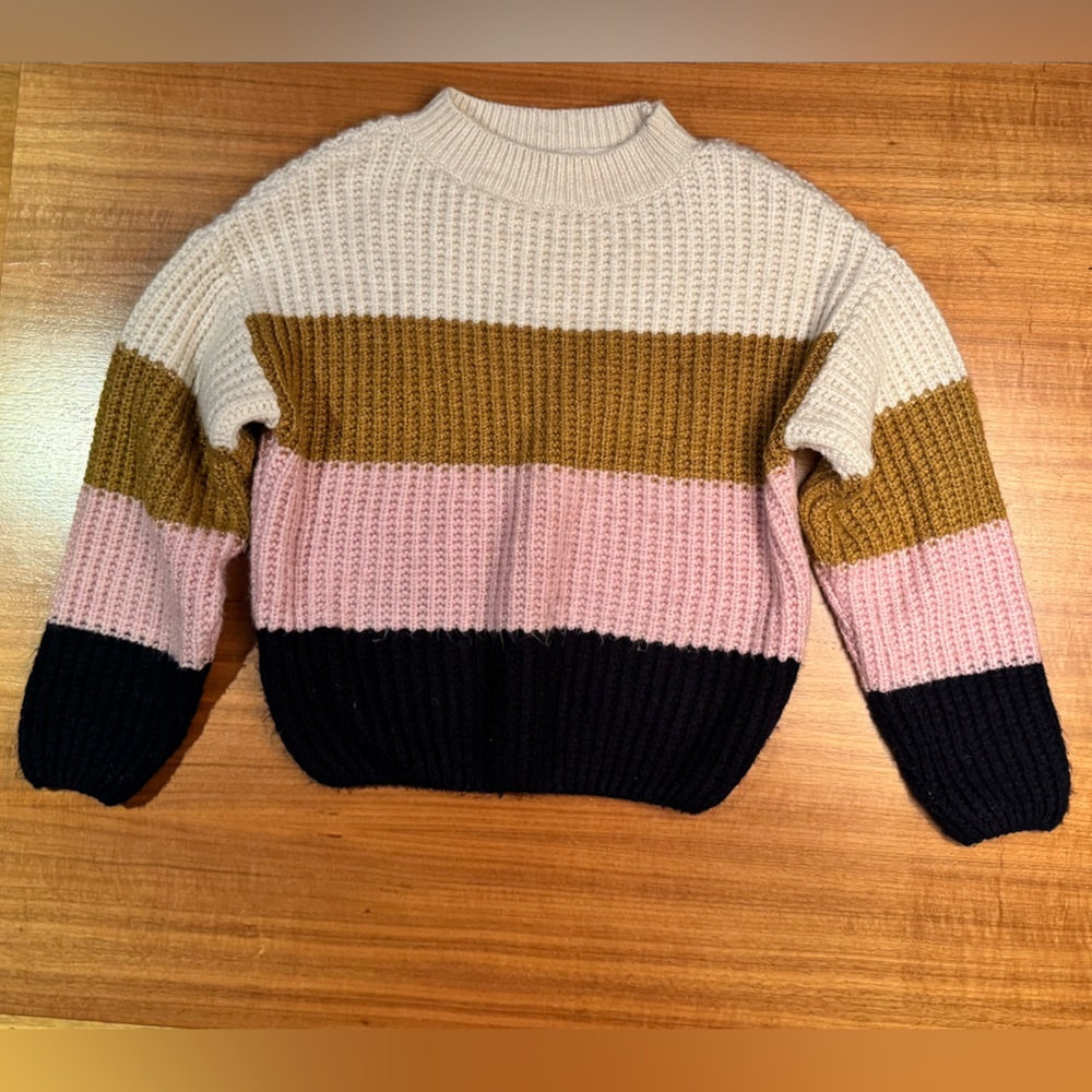 Mango Colorblock Sweater in Cream, Pink, Brown, and Black